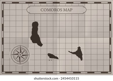 Comoros old classic country map. Vintage antique map paper style.