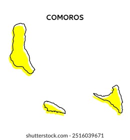 Mapa de contorno de Comoras. Diseño Abstractas, Ilustración vectorial. Diseño de línea minimalista estilizado	
