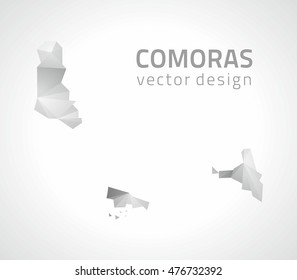 Comoros polygonal grey vector triangle map