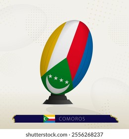 Comoros Rugby Ball on Rugby Kicking Tees with Modern Design. Illustration perfect for sports, national pride, and rugby-related projects.