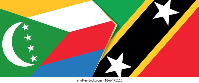 Comoros and Saint Kitts and Nevis flags, two vector flags symbol of relationship or confrontation.