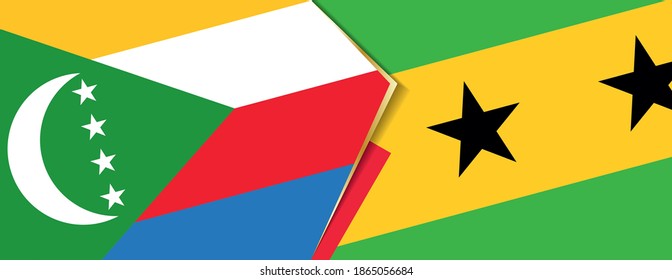 Comoros and Sao Tome and Principe flags, two vector flags symbol of relationship or confrontation.