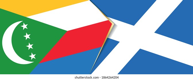 Comoros and Scotland flags, two vector flags symbol of relationship or confrontation.