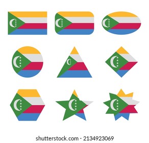 comoros set of flags with geometric shapes