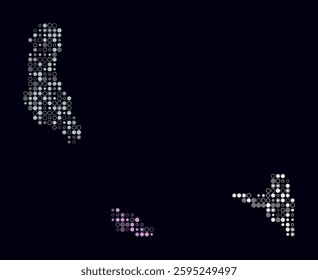 Comoros, shape of the country build of colored cells. Digital style map of the Comoros on dark background. Small size circle blocks. Trending vector illustration.