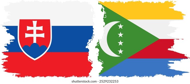 Comoros and Slovakia grunge flags connection, vector