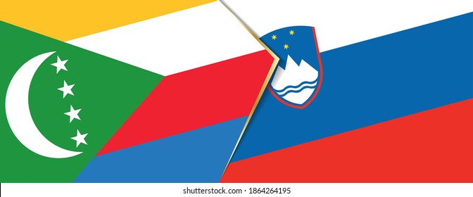 Comoros and Slovenia flags, two vector flags symbol of relationship or confrontation.