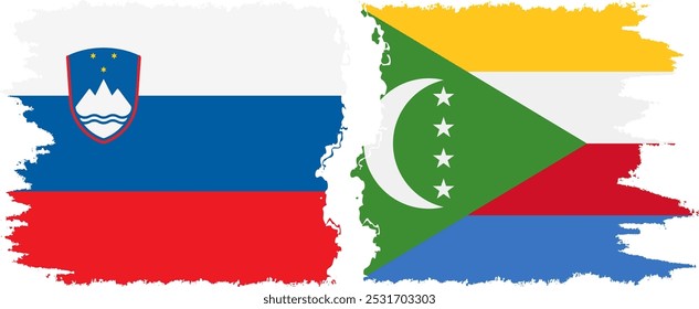 Conexión de banderas grunge de Comoras y Eslovenia, Vector