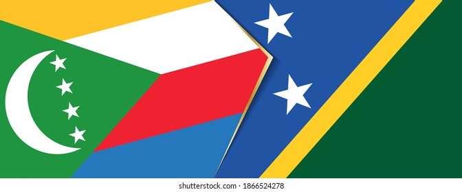 Comoros and Solomon Islands flags, two vector flags symbol of relationship or confrontation.