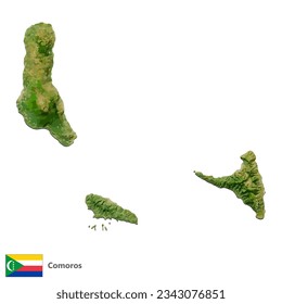 Vector de mapa de país de la topografía de las Comoras