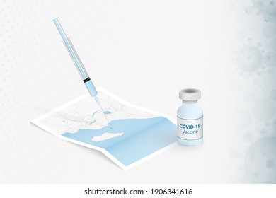 Comoros Vaccination, Injection with COVID-19 vaccine in Map of Comoros. Vaccination Concept Illustration.