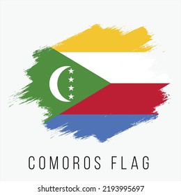 Comoros Vector Flag. Comoros Flag for Independence Day. Grunge Comoros Flag. Comoros Flag with Grunge Texture, Artistic Brush Stroke Texture