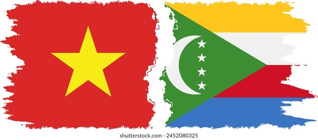 Comoros and Vietnam grunge flags connection, vector