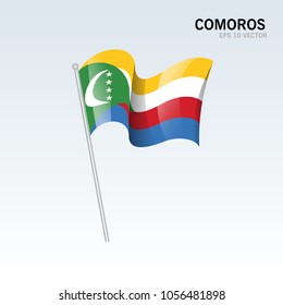 Comoros waving flag isolated on gray background