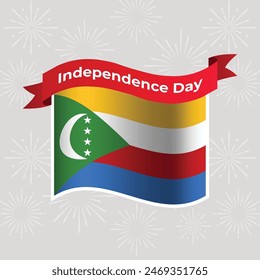 Comoros Wavy Flag Independence Day Banner Background