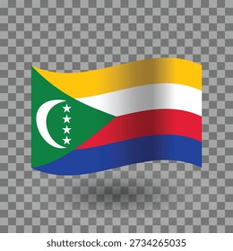 Comoros wavy flag isolated transparent background