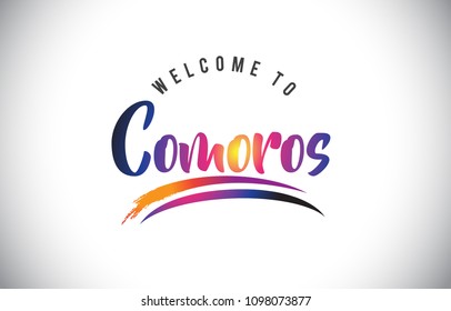 Comoros Welcome To Message in Purple Vibrant Modern Colors Vector Illustration.