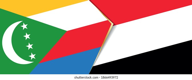 Comoros and Yemen flags, two vector flags symbol of relationship or confrontation.