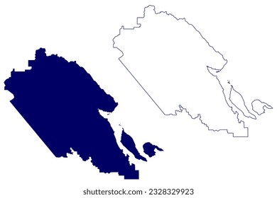 Comox Valley Regional District (Canada, British Columbia or BC Province, North America) map vector illustration, scribble sketch Comox Valley map