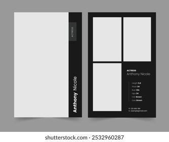 Comp card templates, modeling card 