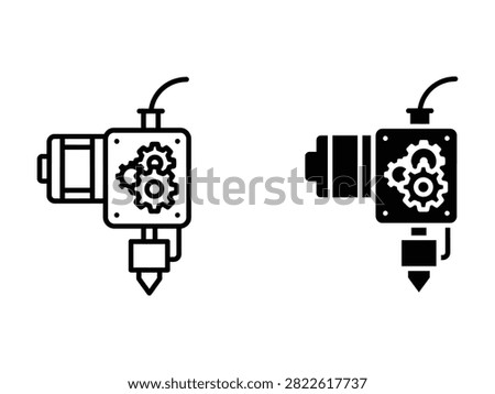 Compact 3D printer extruder assembly showing intricate gear mechanism and nozzle for digital fabrication. Ideal for industrial design and engineering applications.