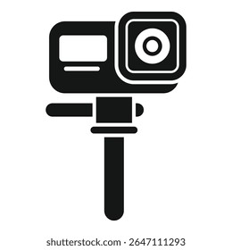 Compact action camera standing on a monopod is ready for capturing thrilling adventures