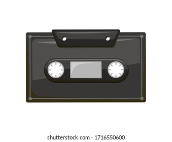 Compact audio cassette analog magnetic tape recording format for audio recording and playback. Retro musicassette isolated icon, recorded object with music