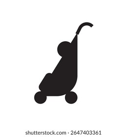 Compact baby stroller icon. Minimal stroller vector, lightweight and ideal for travel themes.