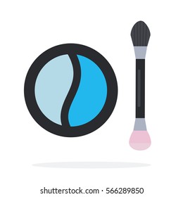 Compact Blue eye shadow vector flat material design object. Isolated illustration on white background.