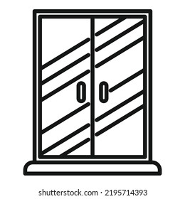 Compact Cabin Icon Outline Vector. Shower Glass. Door Bathroom