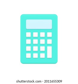 Icono 3d de calculadora compacta. gadget verde digital con botones blancos. Computación financiera y económica para la contabilidad. Dispositivo para cálculos matemáticos. Vector aislado realista