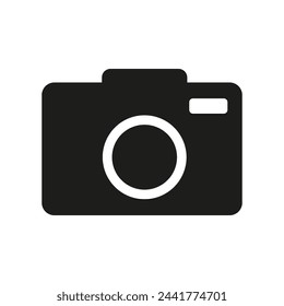 Compact camera icon. Photography equipment symbol. Simple capture device. Snapshot tool graphic. Vector illustration. EPS 10.