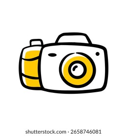 Ícone de câmera compacta adequado para ilustrações de férias, recordações de feriados ou IU de aplicativo de viagem.