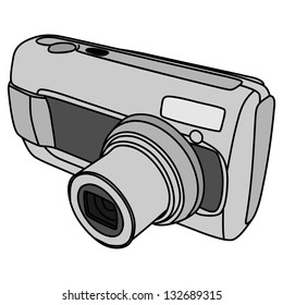 Compact camera isolated on white background
