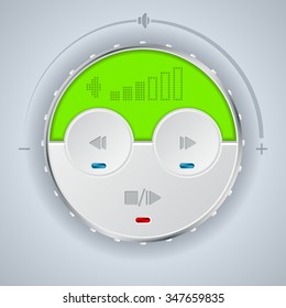 Compact car audio player dashboard with green lcd