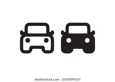 Compact car front icon in line and solid Vector
