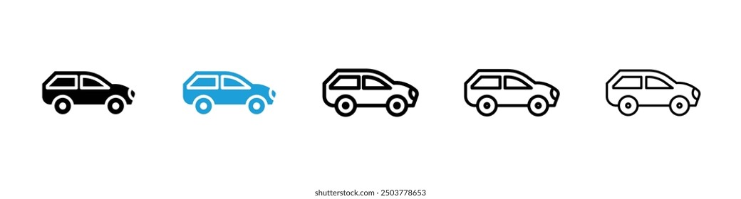 Compact car icon in black and blue colors