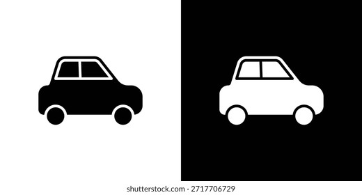 Pictograma plano negro de icono de coche compacto. Para gráficos y Diseño web.