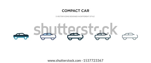 compact\
car icon in different style vector illustration. two colored and\
black compact car vector icons designed in filled, outline, line\
and stroke style can be used for web, mobile,\
ui