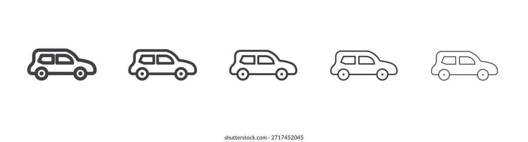 Icono de coche compacto en el concepto de trazos lineales