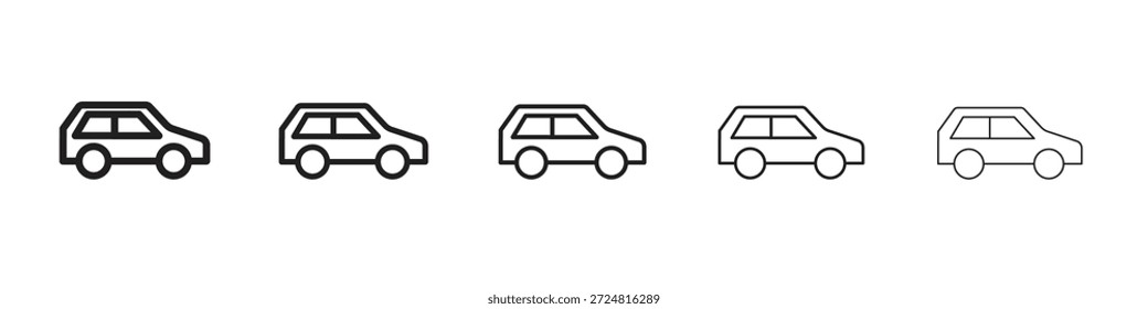 Ícone de carro compacto vetores de símbolos lineares. Conjunto de traçados editável