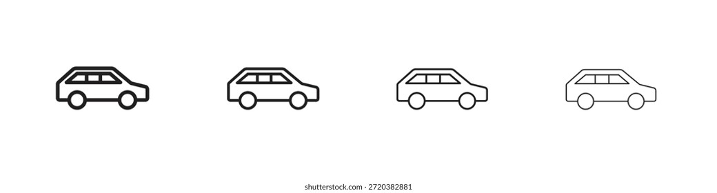 Conjunto de iconos de coche compacto, Ilustración, Negro