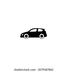compact car icon in solid black flat shape glyph icon, isolated on white background 
