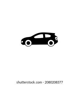 compact car icon in solid black flat shape glyph icon, isolated on white background 