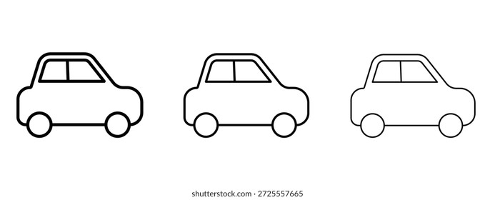 Compact car icon thin line symbol on white background, editable stroke vector illustration