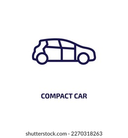 compact car icon from transportation collection. Thin linear compact car, auto, vehicle outline icon isolated on white background. Line vector compact car sign, symbol for web and mobile