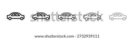 Compact car icon in trendy filled solid style in black and white colors