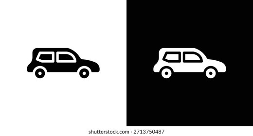 Icono de coche compacto. Ilustración vectorial. Silueta en color negro