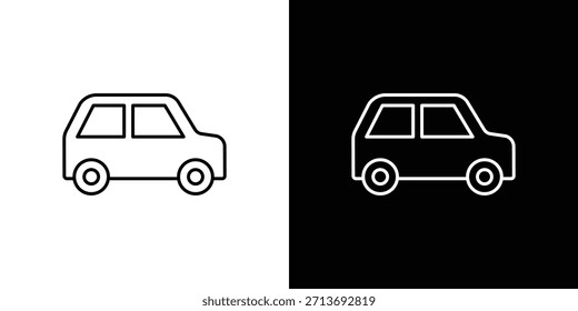 Contorno compacto del logotipo del icono del coche. Vectores de línea delgada