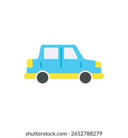  ícone de carro compacto. ícone de carro compacto azul e amarelo vibrante, perfeito para temas de transporte modernos.